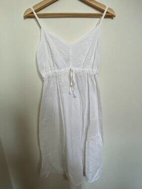 White 100% Cotton Summer Midi Dress. Size S/M